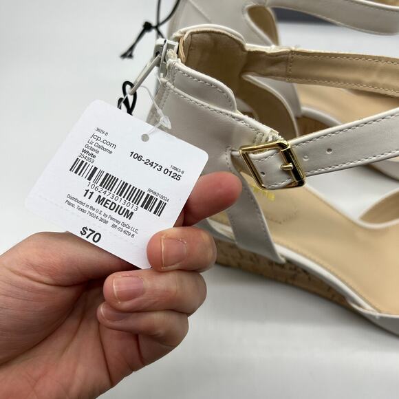 Liz Claiborne Womens Octavia Wedge Sandals White Size 11M - Picture 5 of 15